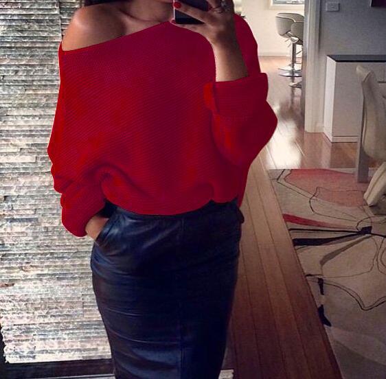 Pull Femme Épaules Dénudées Tricot Doux Maille Grossière