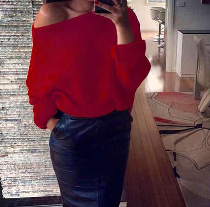 Pull Femme Épaules Dénudées Tricot Doux Maille Grossière