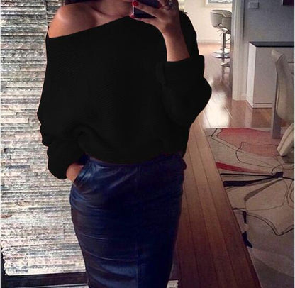 Pull Femme Épaules Dénudées Tricot Doux Maille Grossière