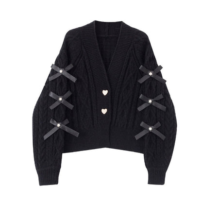 Cardigan élégant femme, détail noeud