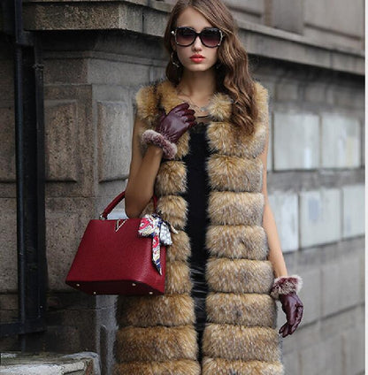Gilet en fausse fourrure pour femme Élégant Volumineux Décoratif