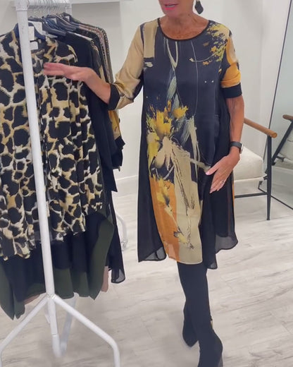 Robe rétro col rond femme