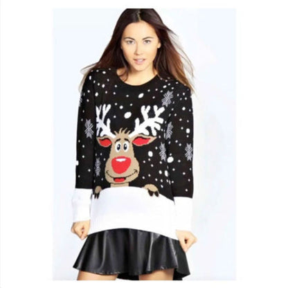 Pull de Noël Femme Doux Motif Renne Joyeux