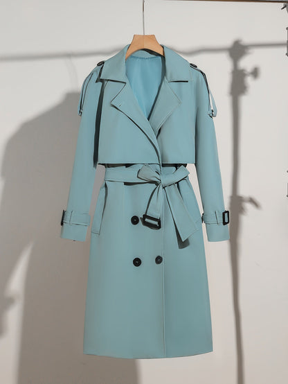 Manteau élégant pour femme, design avec ceinture, grande taille, décontracté