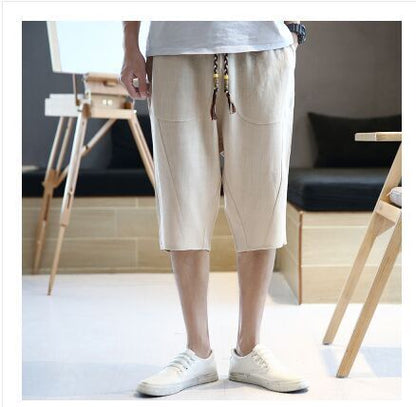 Pantalon en lin homme Confortable Élastique Loisirs