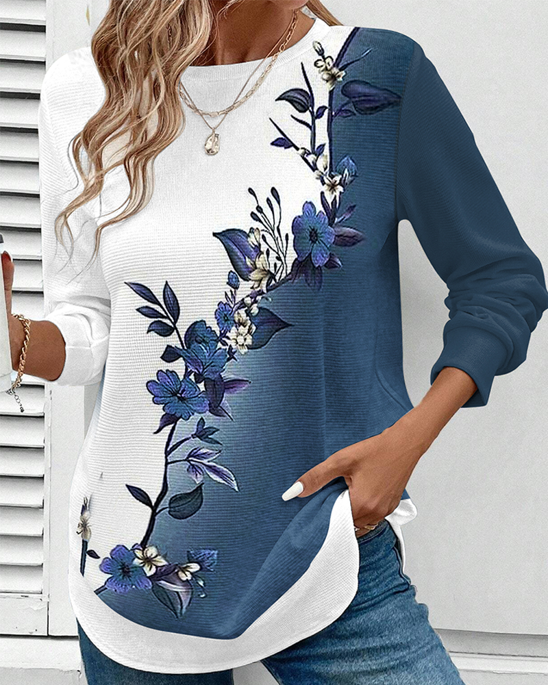 Robe d'été Col rond Imprimé floral Coloré