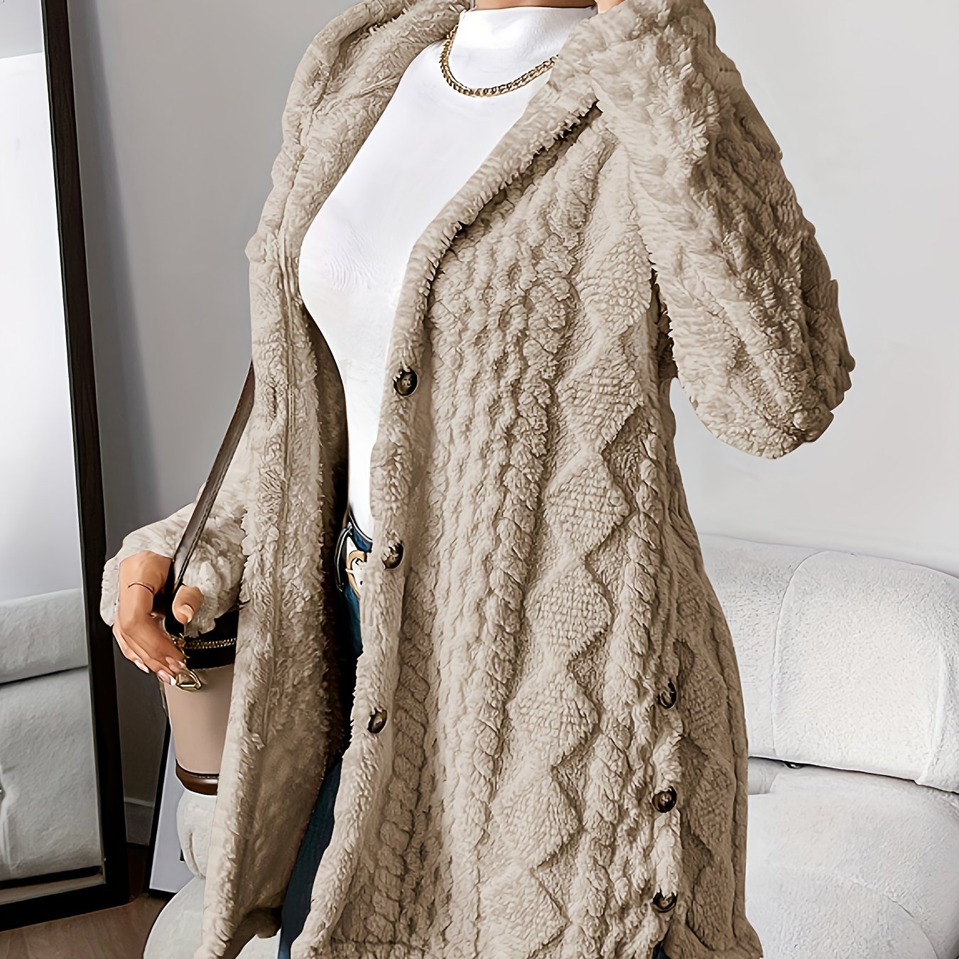 Élégante veste longue pour femme avec capuche style marin