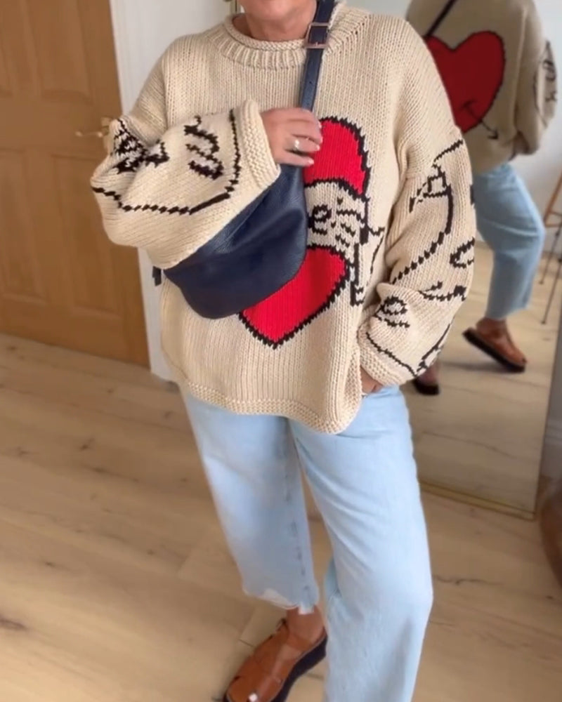 Liebes-Pullover Damen Romantic Design - IdealeKleiden