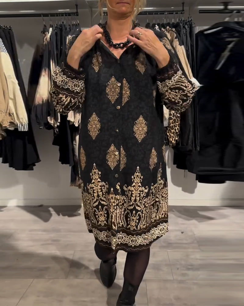 Chemisier élégant | Revers et boutonnage motif rétro