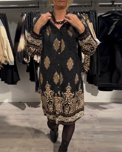 Chemisier élégant | Revers et boutonnage motif rétro