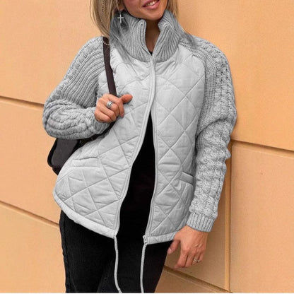 Veste matelassée souple pour femme, chaude, tricotée