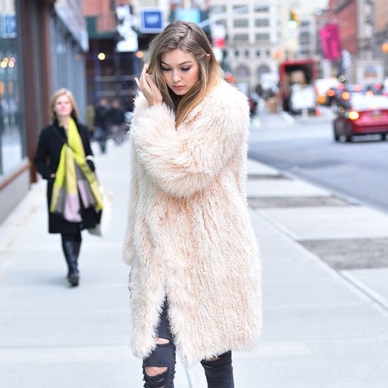 Manteau chic d'hiver oversize en fausse fourrure pour femme