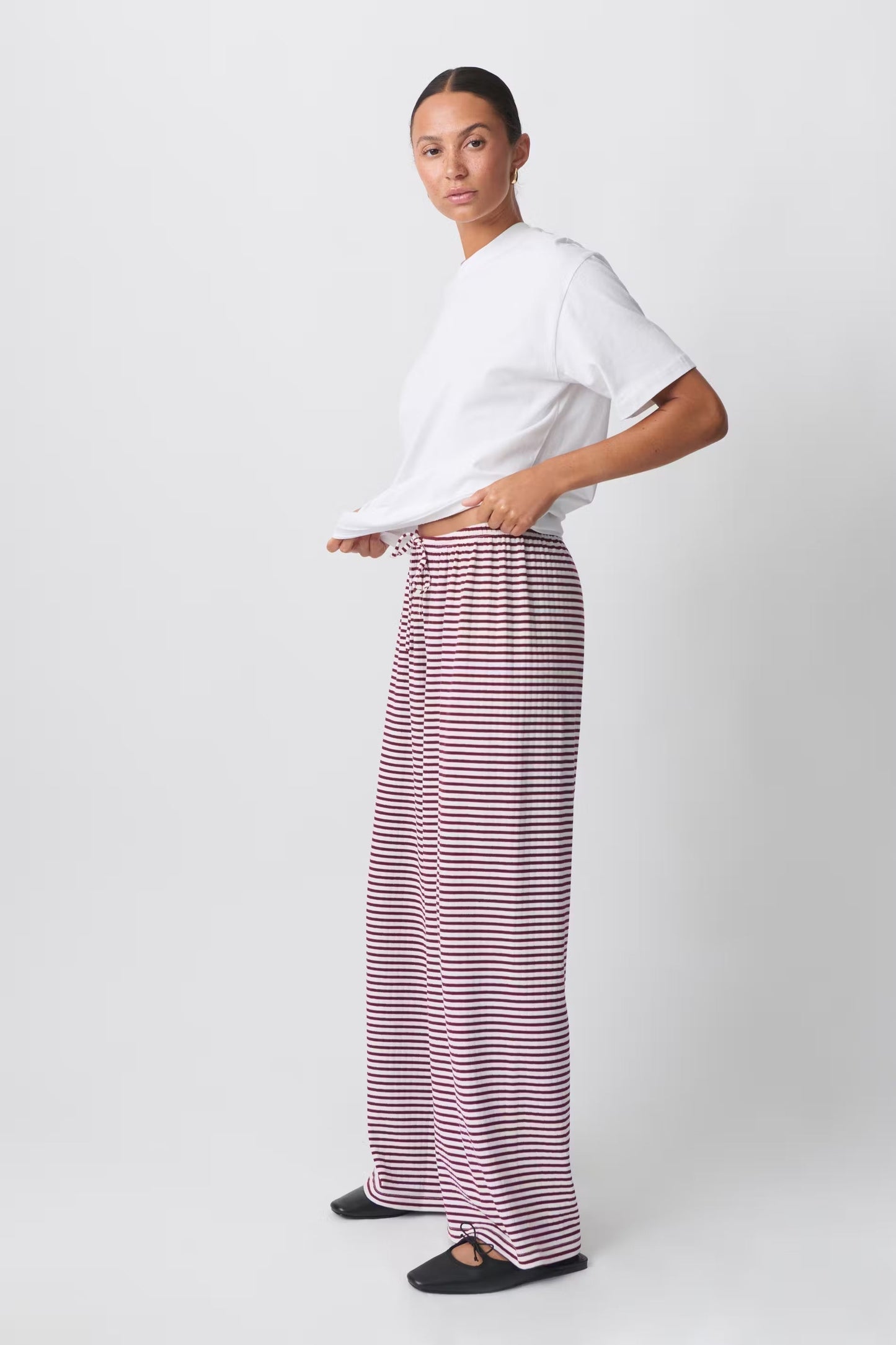 Pantalon léger à rayures pour femme