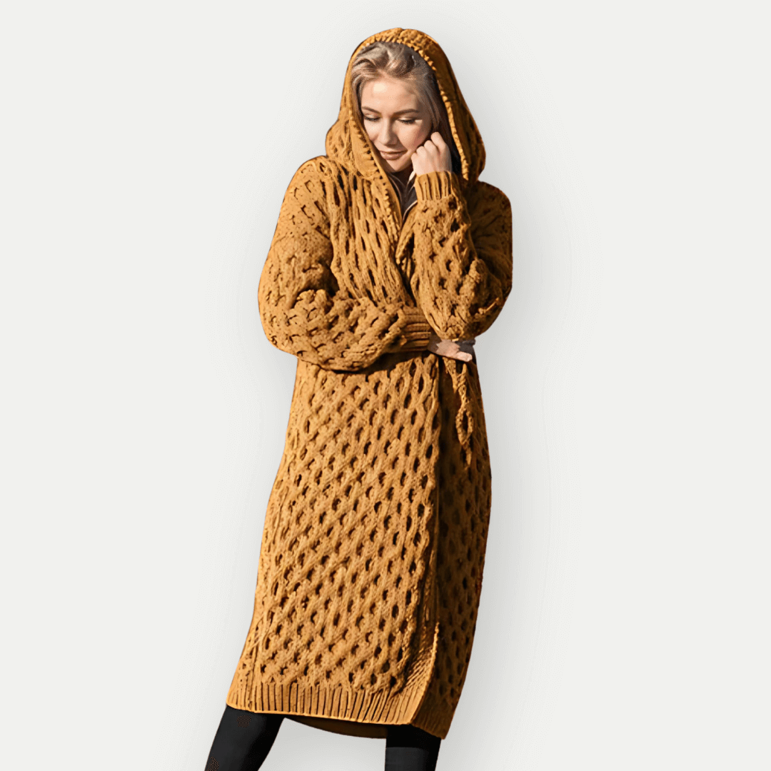 Cardigan à capuche long coupe oversize