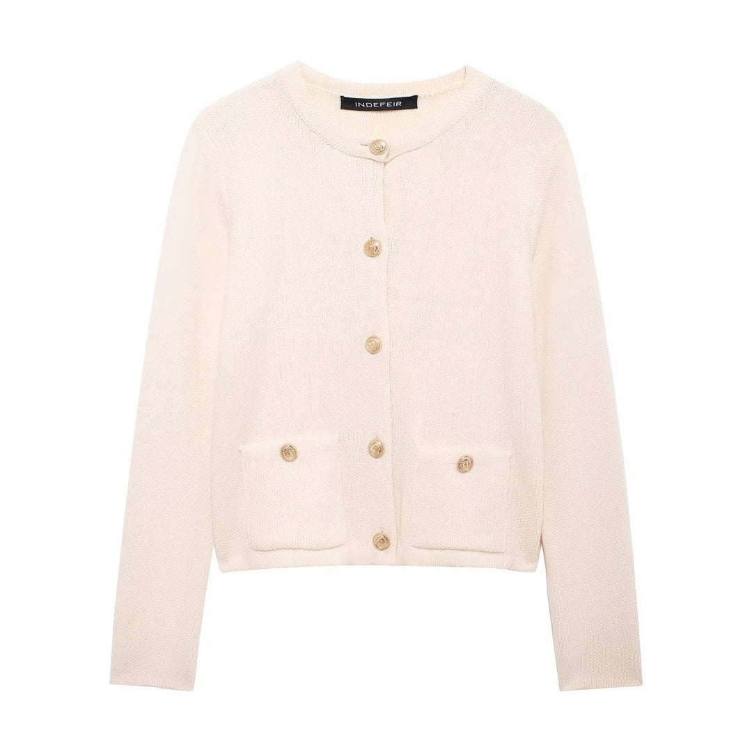 Cardigan chic pour femme avec boutons dorés