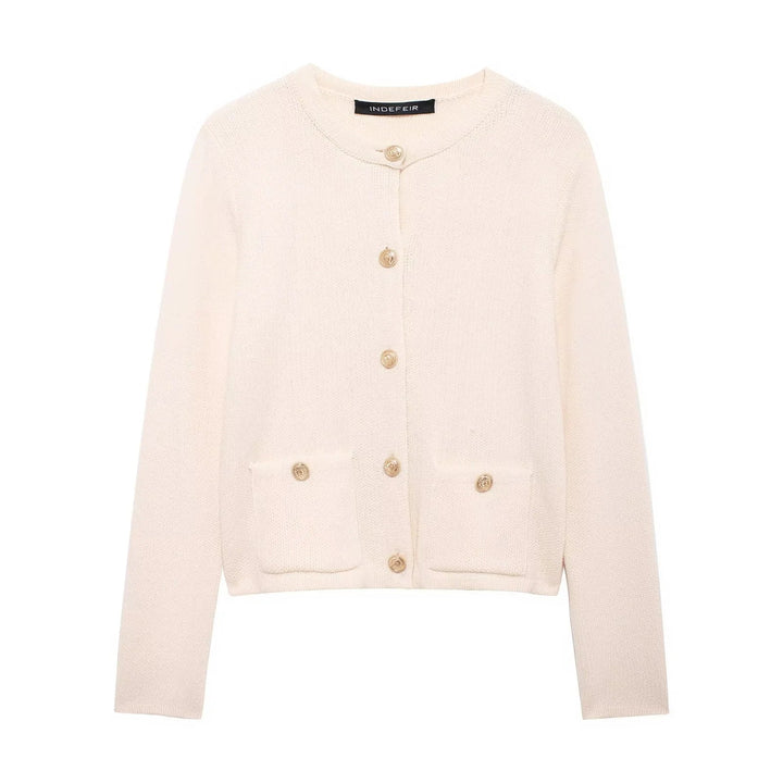 Cardigan chic pour femme avec boutons dorés