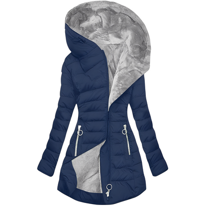 Robe d'hiver chaude pour femme, manteau en peluche à capuche