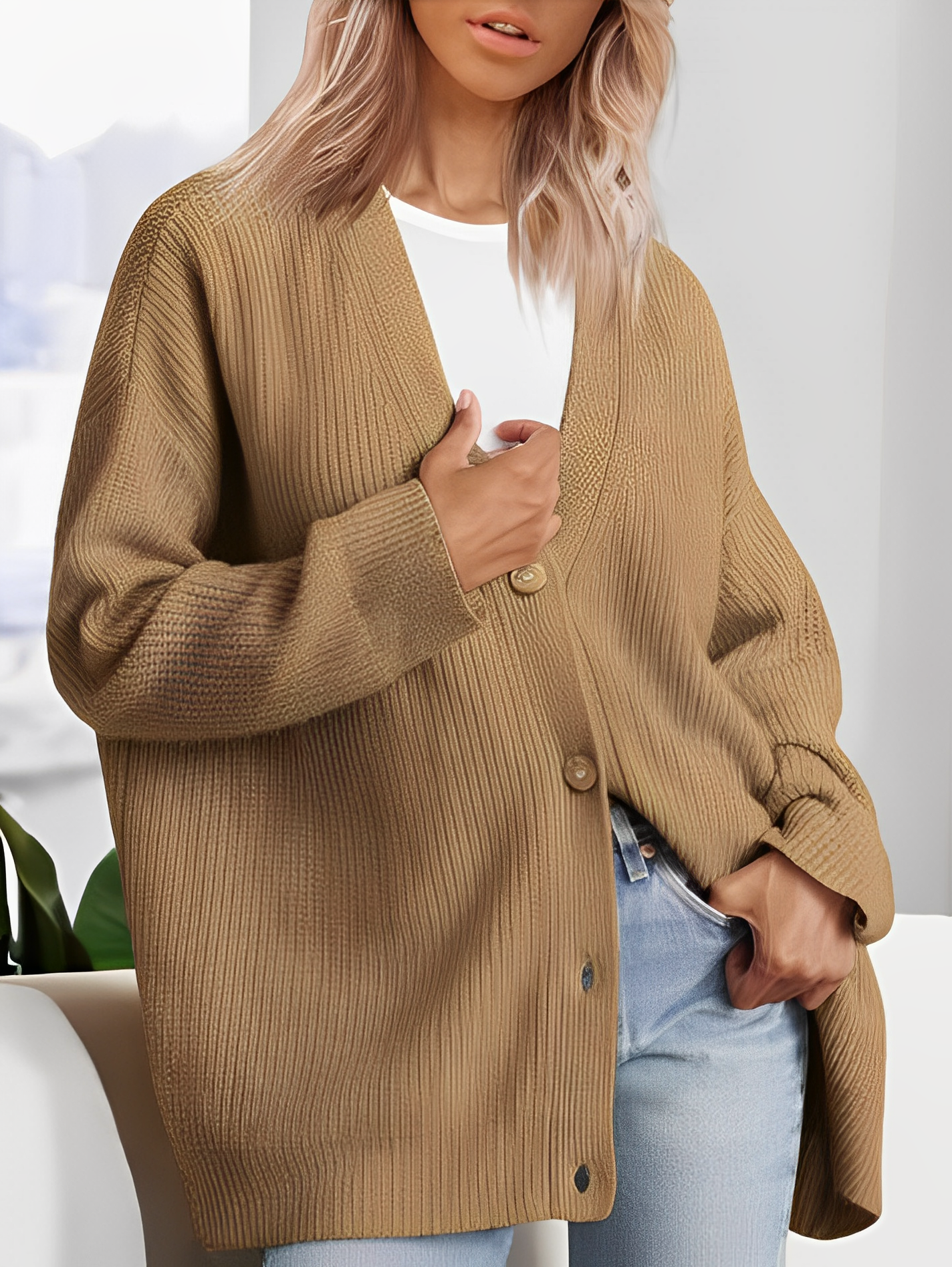 Gilet long en cachemire doux pour femmes, élégant