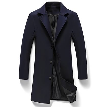 Manteau élégant en laine noire pour homme