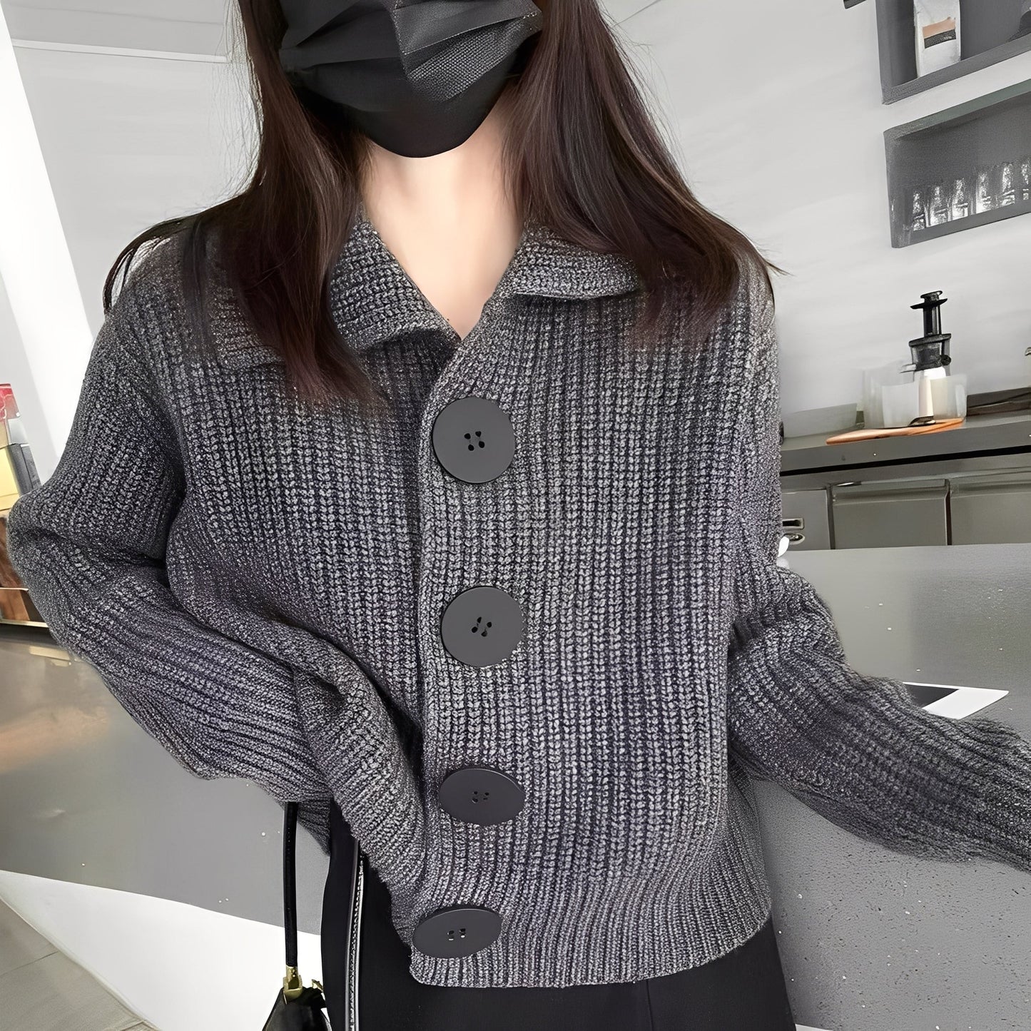 Cardigan mode pour femme, gros boutons