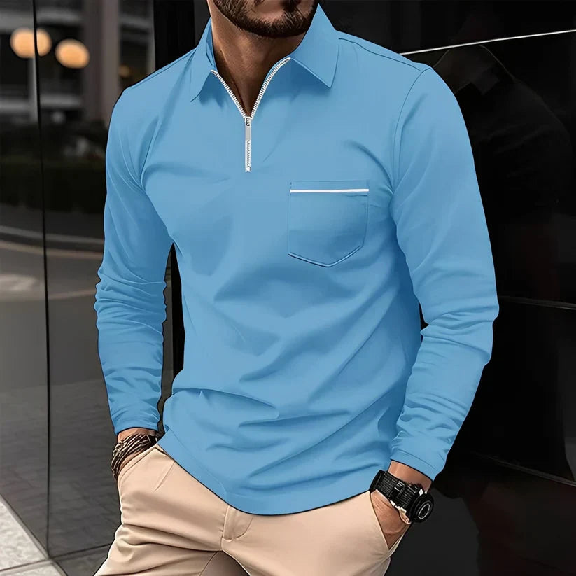 Polo manches longues zippé homme style moderne