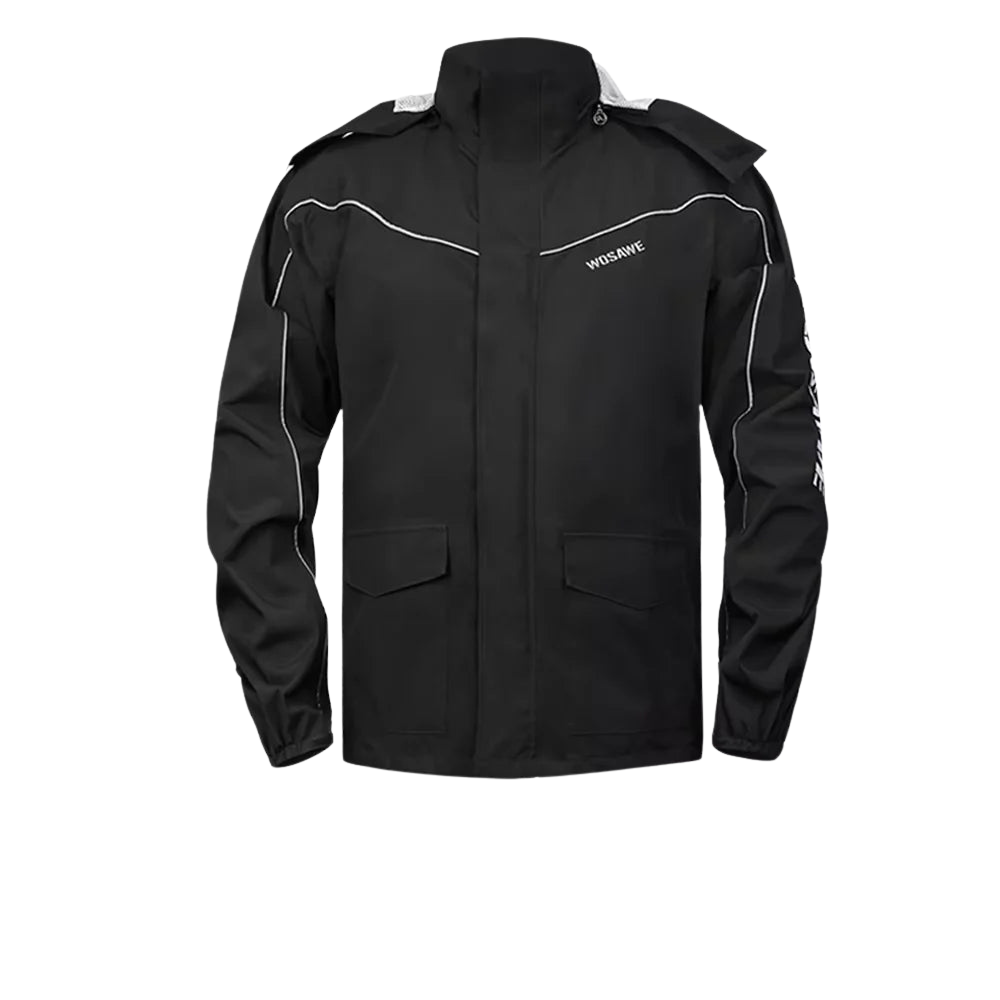 Veste de pluie moto pour homme, imperméable, noir réfléchissant