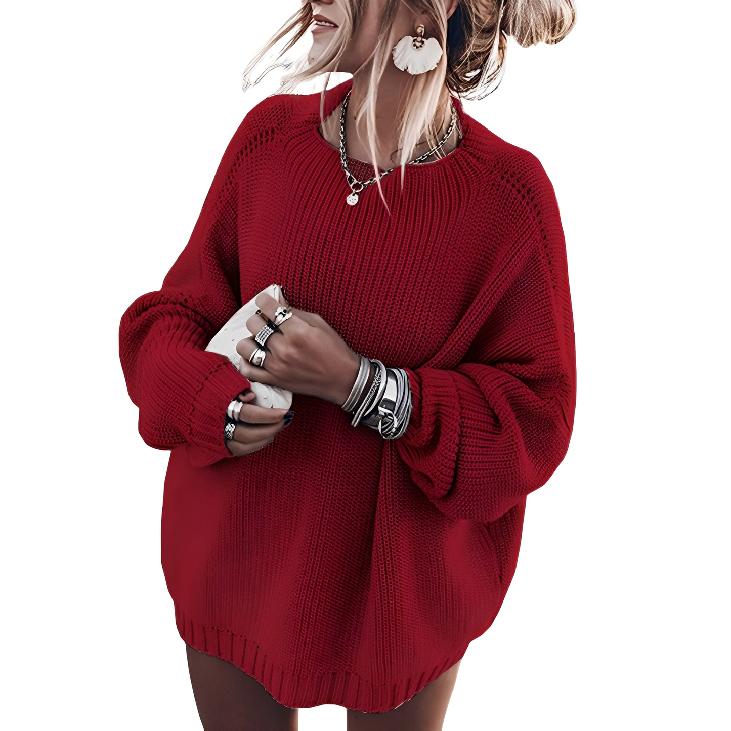 Pull pour femme en grosse maille ample