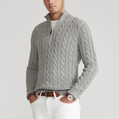 Eleganter Strickpullover Zopfmuster Freizeitlook - IdealeKleiden