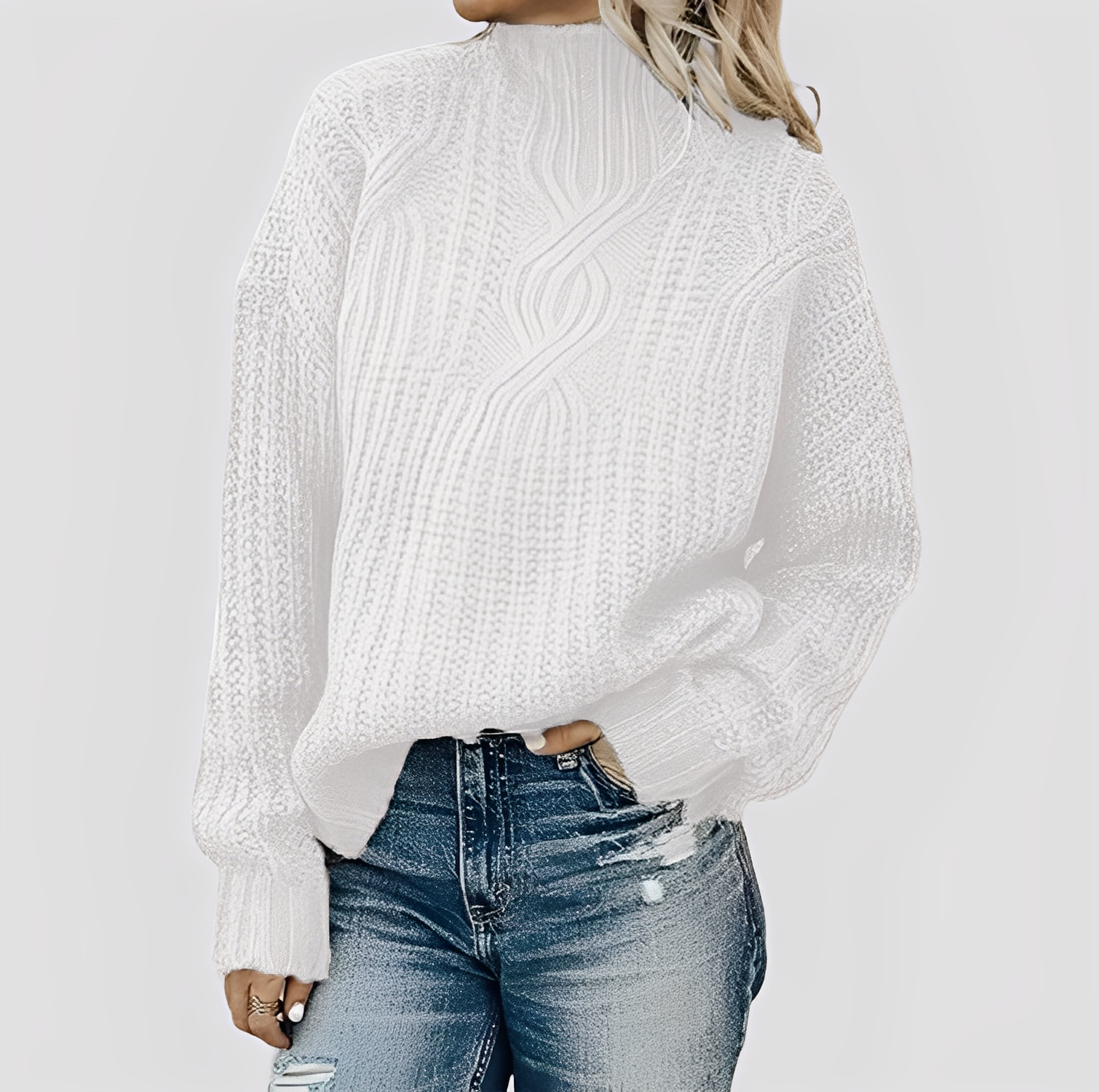Weiches Damenpullover Elegant Strick Design - IdealeKleiden