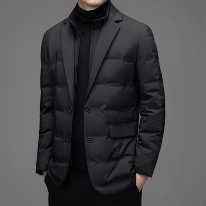 Herren Daunenjacke Lässig Elegant Schwarz - IdealeKleiden