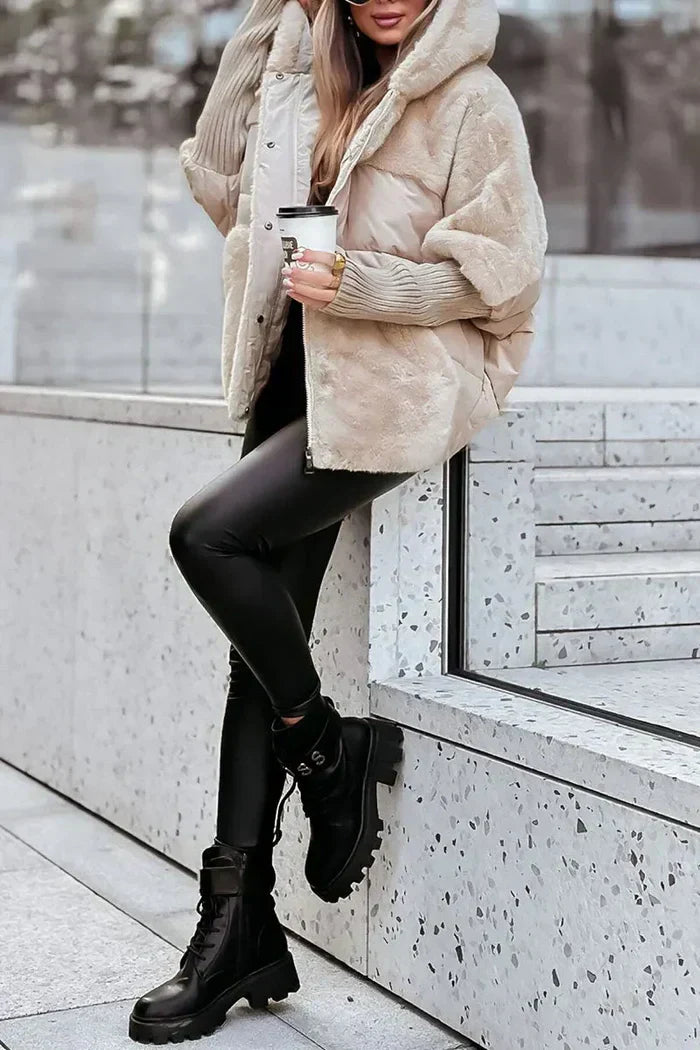 Élégante veste d'hiver en polaire douce de luxe pour femme