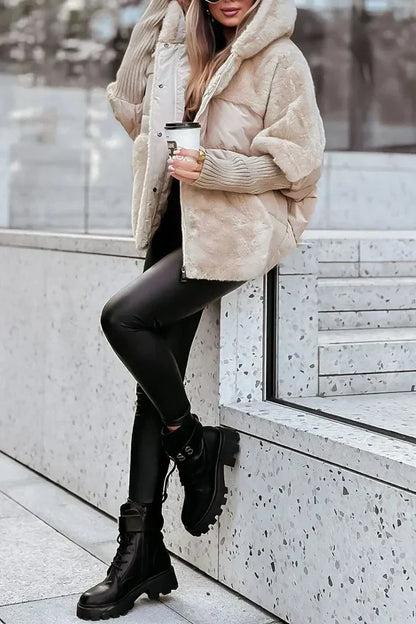 Élégante veste d'hiver en polaire douce de luxe pour femme