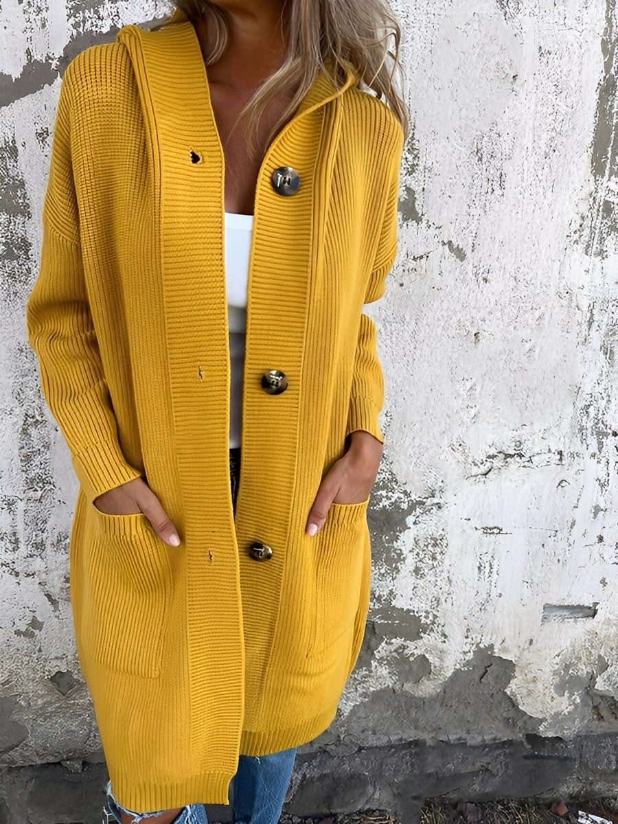 Cardigan long à capuche confortable pour femme