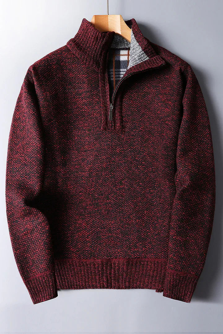 Pull en tricot confortable pour homme avec fermeture éclair