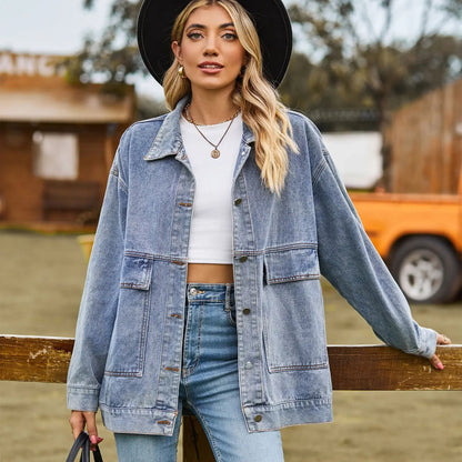 Veste en jean classique pour femme style vintage