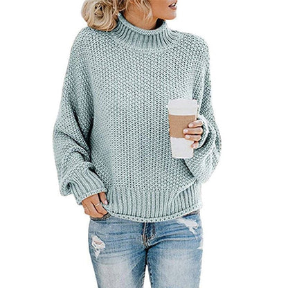 Pull tricoté Col montant Maille épaisse Confortable Chaud