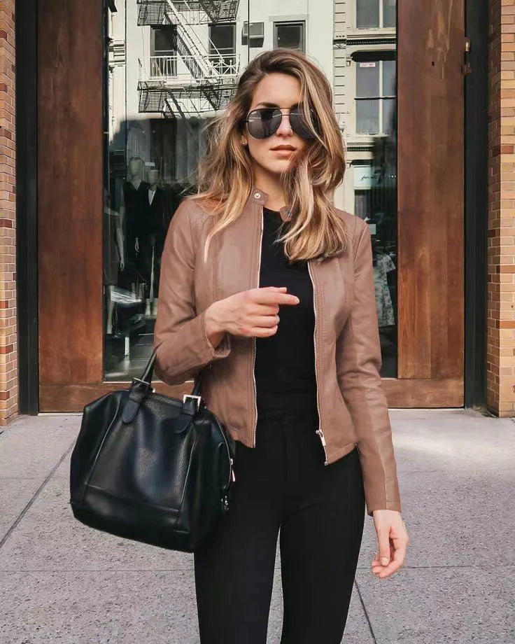 Veste en cuir élégante pour femme Modèle