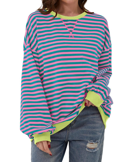 Pull rayé femme élégant décontracté
