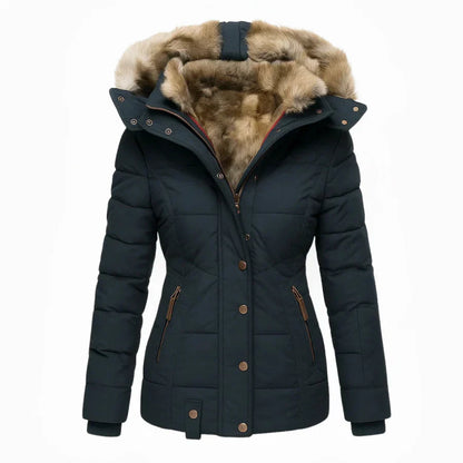 Manteau d'hiver pour femme avec doublure en fourrure