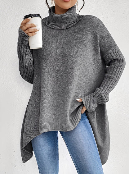 Pulls femme élégants longs col roulé chic