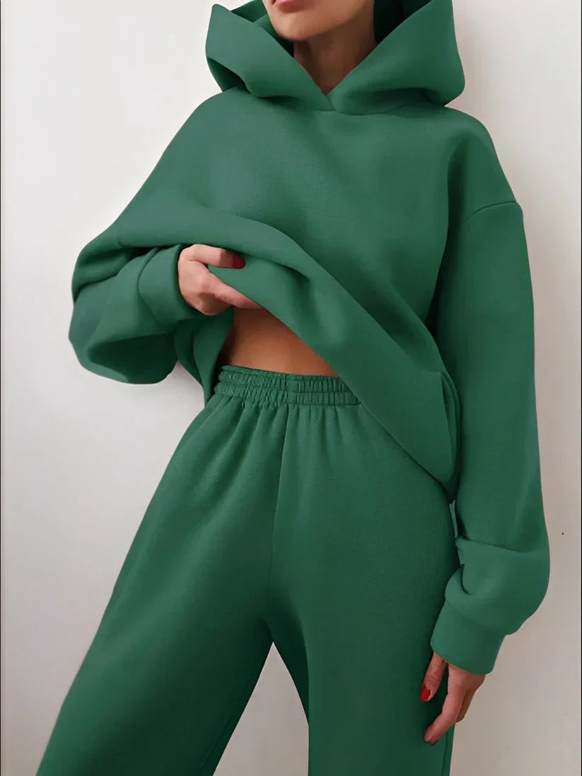 Ensemble de jogging pour femme à capuche, coloris pastel doux