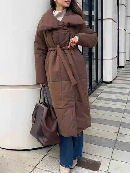Veste longue d'hiver pour femme garnie de duvet
