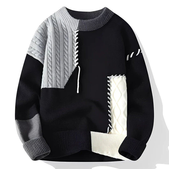 Pull-over homme patchwork élégant et chaud