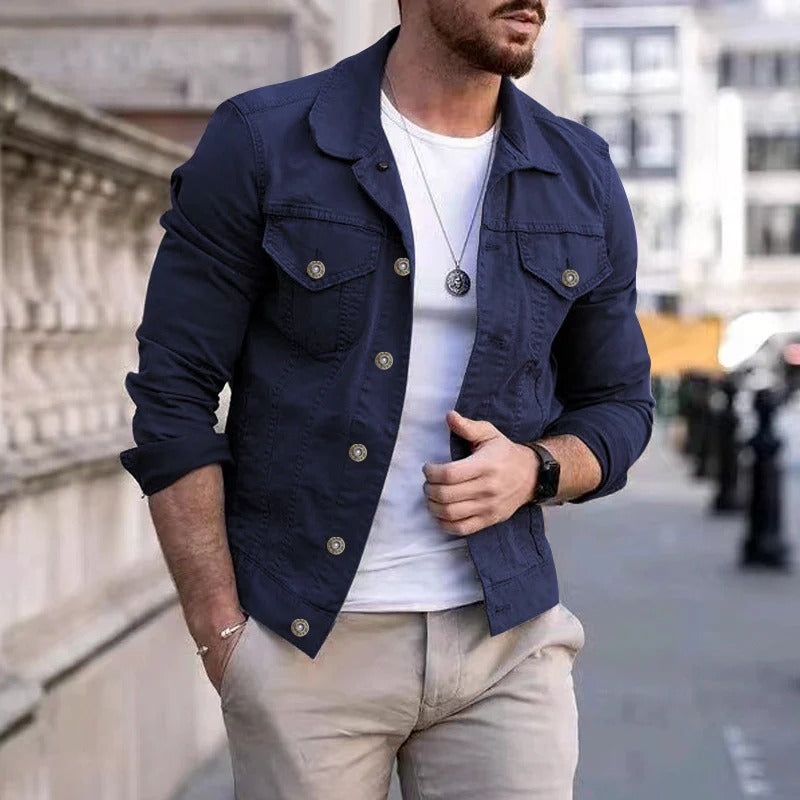 Veste en jean classique pour homme coupe slim moderne