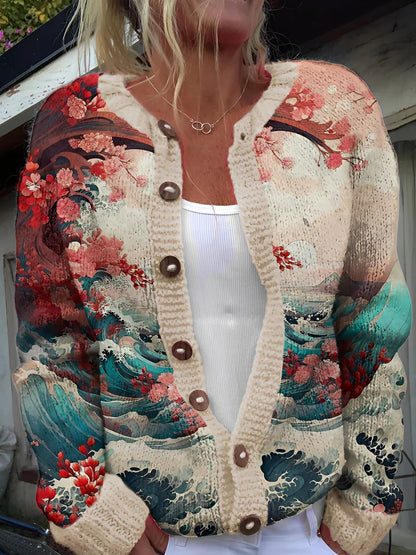 Cardigan femme motif floral élégant