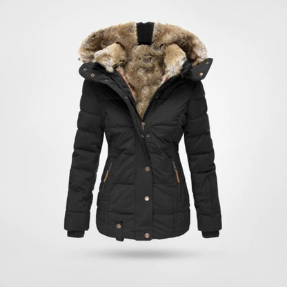 Veste longue d'hiver chaude pour femme avec capuche