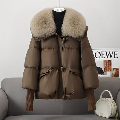 Veste élégante pour femme | Coupe-vent raffiné avec garnissage en duvet et fourrure