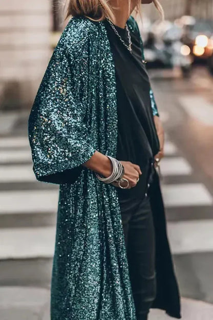 Robe de soirée kimono glamour à paillettes