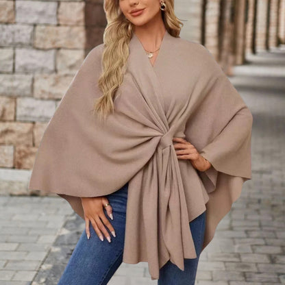 Haut pour femme avec effet cape et nœud sur le devant