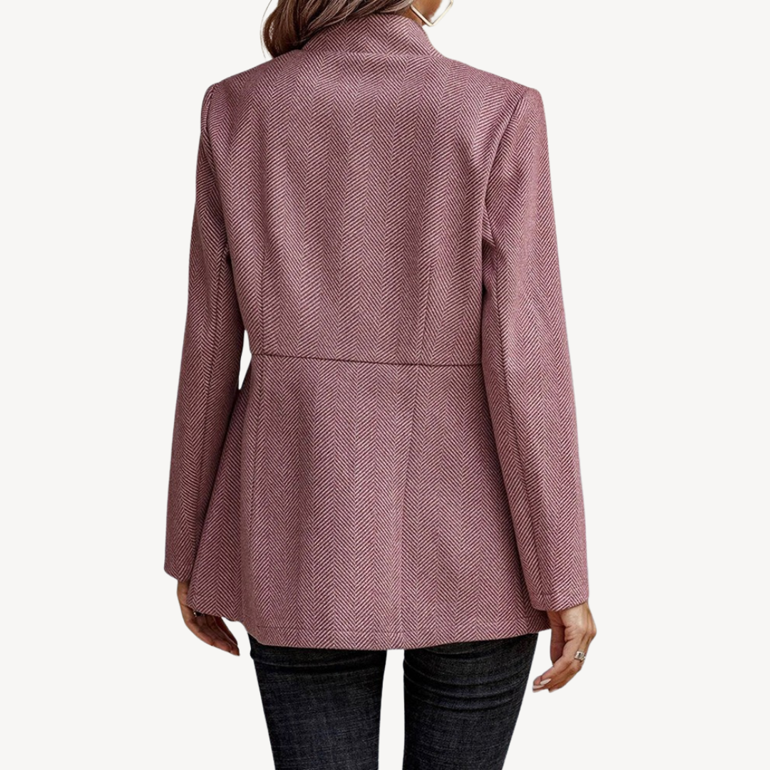 Stylische Damen Blazer Jacke Fischgrat Muster - IdealeKleiden